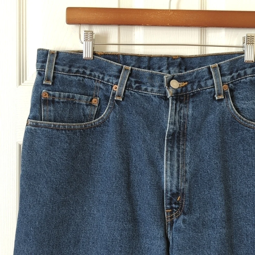 Levi's 90's Vintage 550 Dark Wash Relaxed Fit Tapered Leg Denim Jeans 38 x 32
